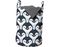 New Bed, Pinguïn Vogels Gezichts Patroon Opbergmand kinderkamer met Handvatten en Koordsluiting, Speelgoedmand kinderen - Speelgoedkist- Wasmand Kinderkamer - Wasbox - 33 x 48 cm