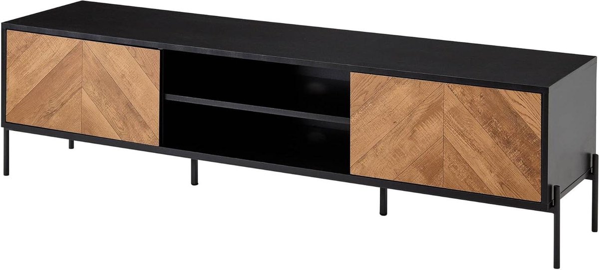 TV-meubel - Dressoir Woonkamer - Media Opslag - Modern Eiken Decor - 163 cm Breed - Zwart
