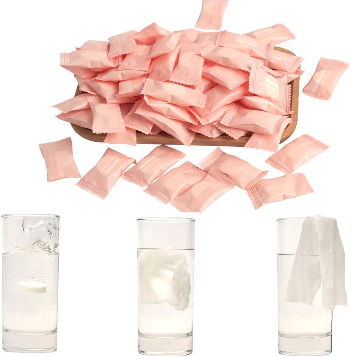 Dailygoods- Handdoeken Gecomprimeerd 100 Stuks - Hypoallergeen - Draagbaar - Voor Reizen - Mini-Washandjes - Milieuvriendelijk - Reishanddoeken
