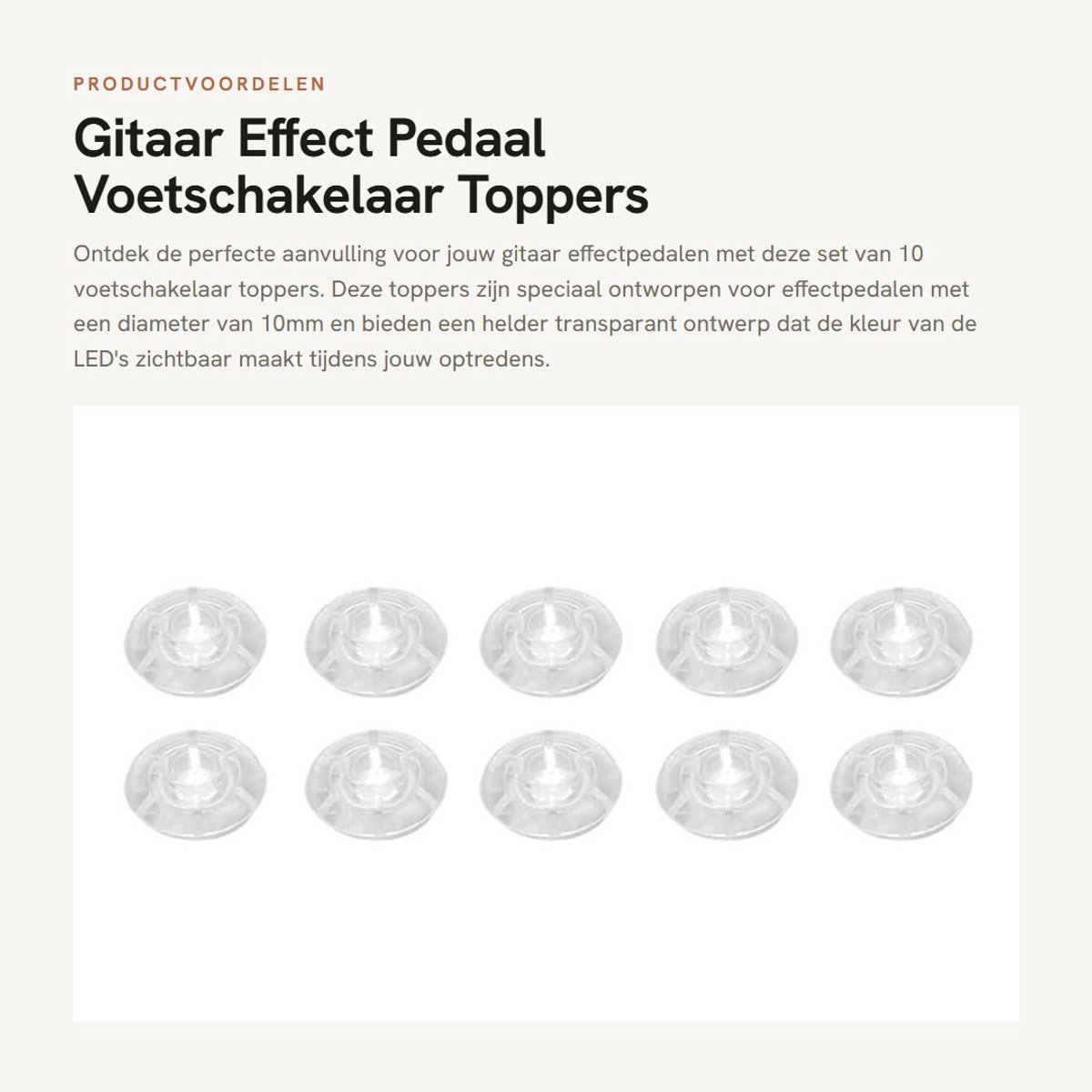 Dailygoods- Voetschakelaar Paddenstoel - 10 Stuks - Transparant - Universeel - Geschikt voor 10mm Pedalen - Vermindert Fouten - Effectpedaal