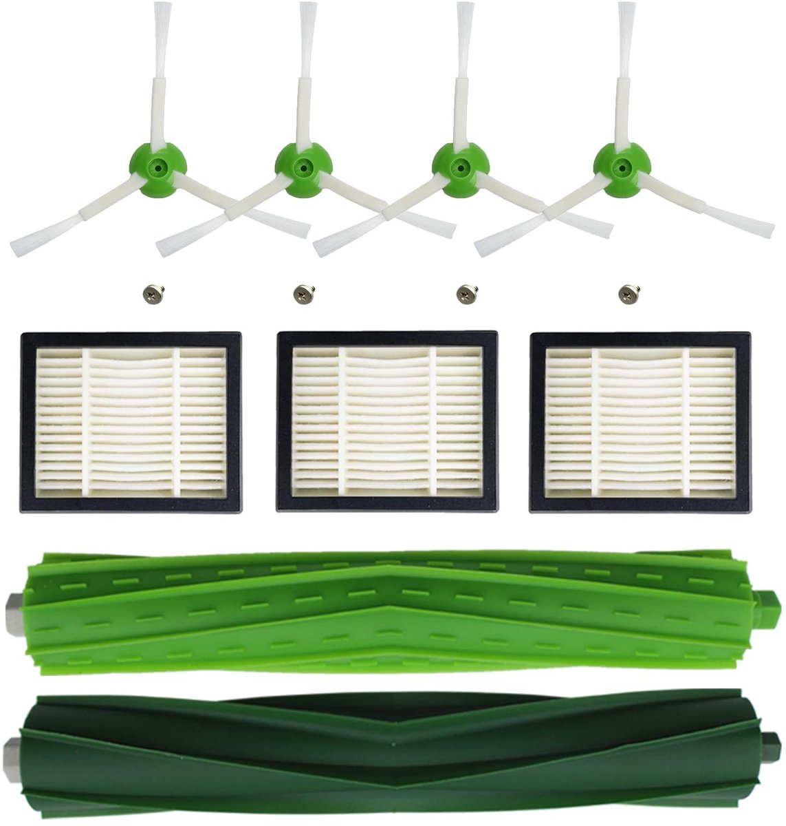 Inovra- Onderdelen Vervangset 9 Stuks - Compatibel met iRobot Roomba i7 Serie - HEPA Filters - Rubber Rollen - Zijborstels - Accessoires Kit - Stofzuigeraccessoires