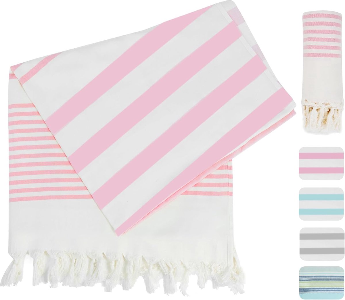 Thijox - Zachte Hamamdoek 100 x 180 cm, Sneldrogend Strandhanddoek, 100% Katoen, Ruimtebesparend, Absorberend, Zandvrij Badhanddoek voor Dames en Here