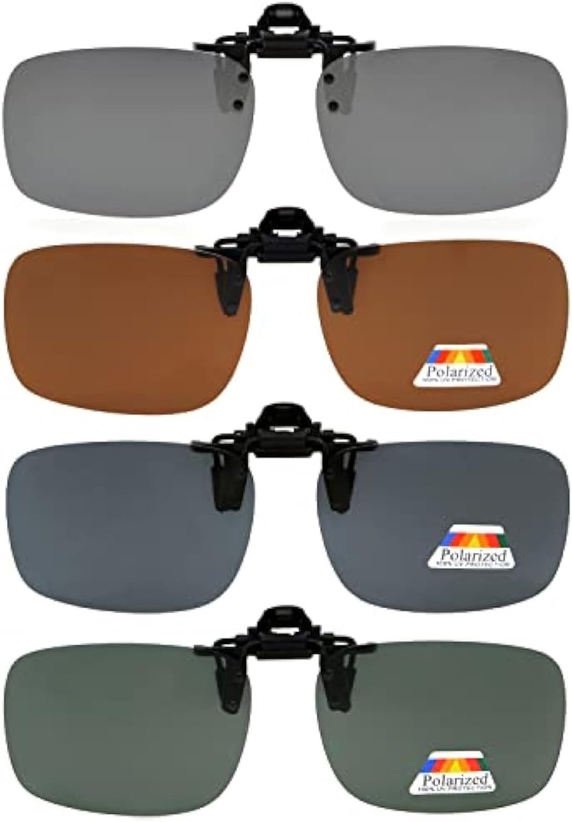 Thijox - 4 stuks gepolariseerde flip-up clip-on zonnebril - UV-bescherming, HD Day Vision, voor mannen en vrouwen, ideaal voor buitenactiviteiten, cam