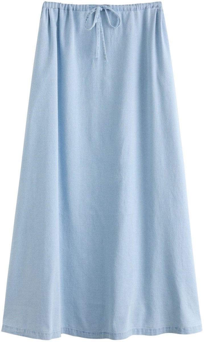 Next - Dames - Denim midi-rok met elastische taille - Blauw