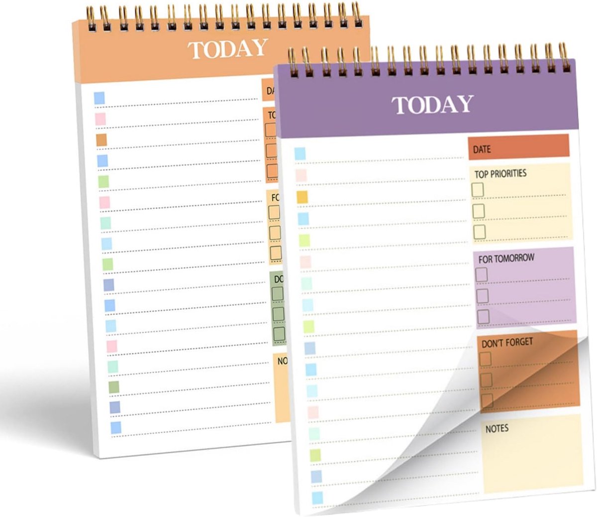 Thijox - 2 stuks A5 Dagplanner Notitieblok 52 Vellen Scheurbaar Met To-Do Lijst Dubbelzijdig Schrijven Voor Kantoor School Organisatie