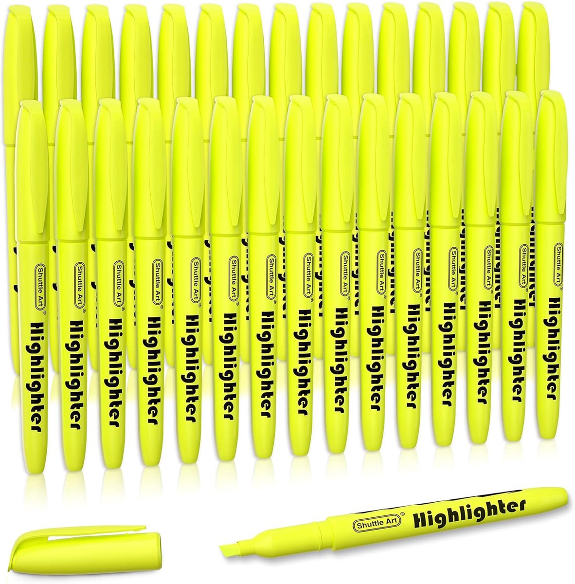 SnelShoppen - 30 Stuks Gele Markeerstiften, Highlighters met Beitelpunt, Droog-snel en Niet-giftige Tekstmarkers voor School, Kantoor en Thuisgebruik