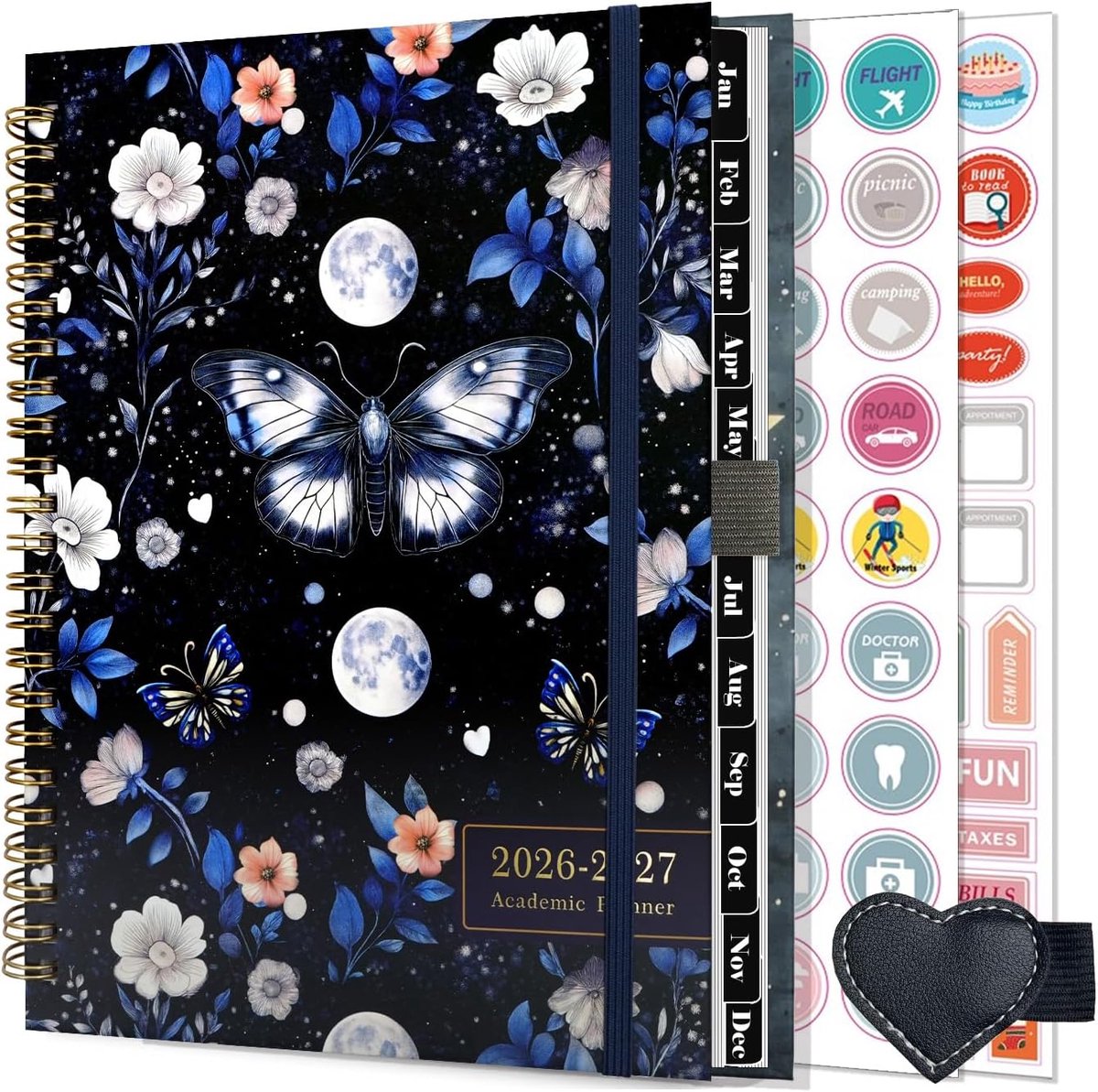 Thijox - Weekkalender 2026 2027 A5 Spiraalbinding Schoolagenda Blauw met Penlus en Planstickers voor Effectieve Planning van Juli 2026 tot Juni 2027