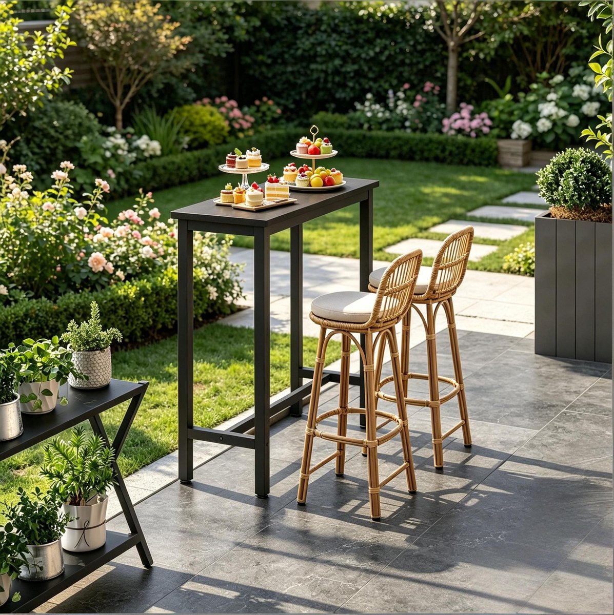 MIVRAY Bartafel - Industriële Hoge Tafel Voor Keuken En Eethoek - Ruimtebesparend Met Metalen Frame - Hout En Zwart - 100x40x100 Cm