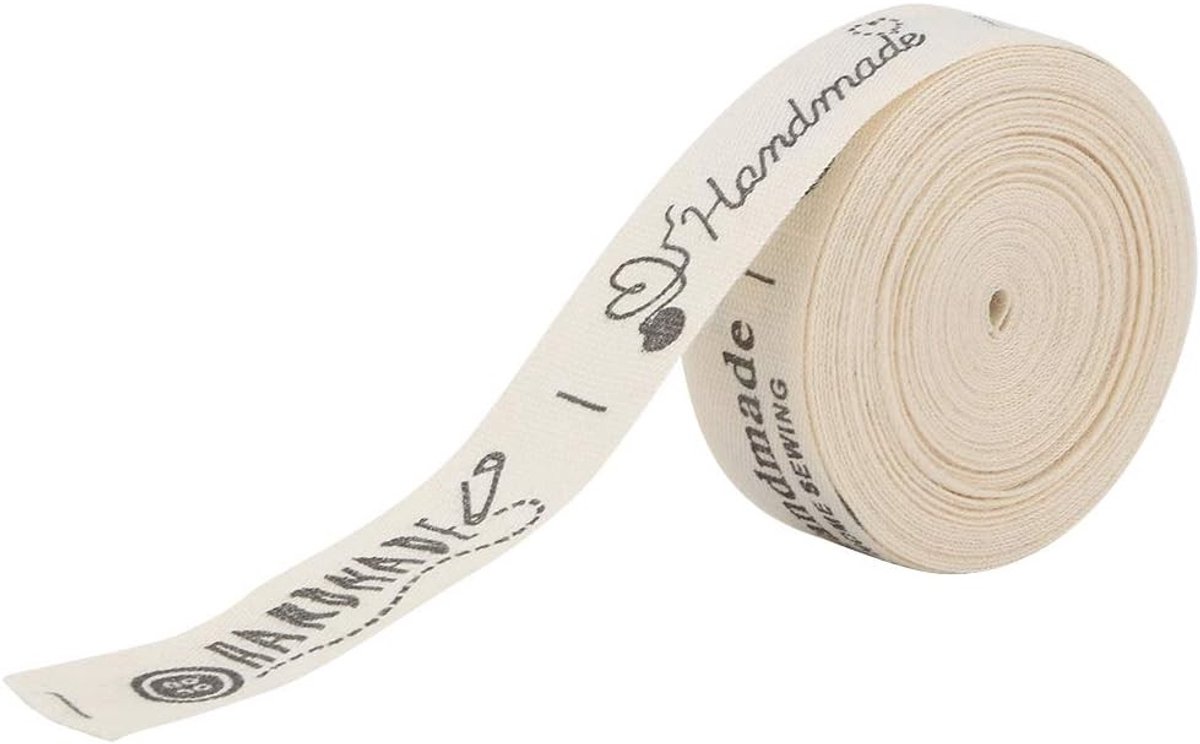 Handgemaakte Natuurlijke Katoenen Tape van 5m x 1.5cm voor Cadeaus, Kledinglabels en Creatieve Projecten