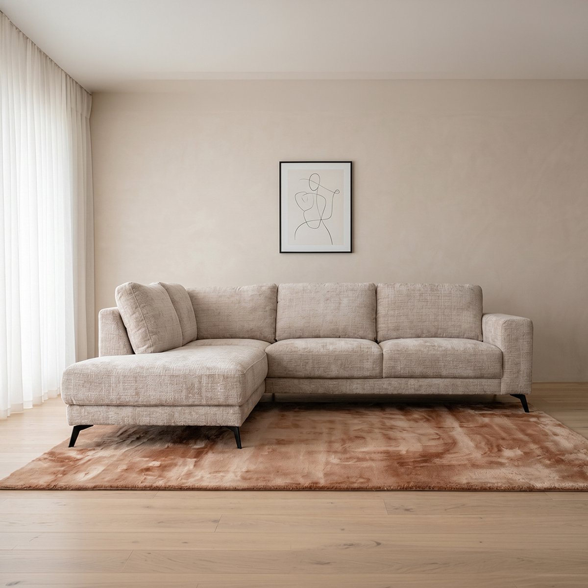LABEL51 Luxor Hoekbank - Naturel - Marbella - Hoekbank Links - -