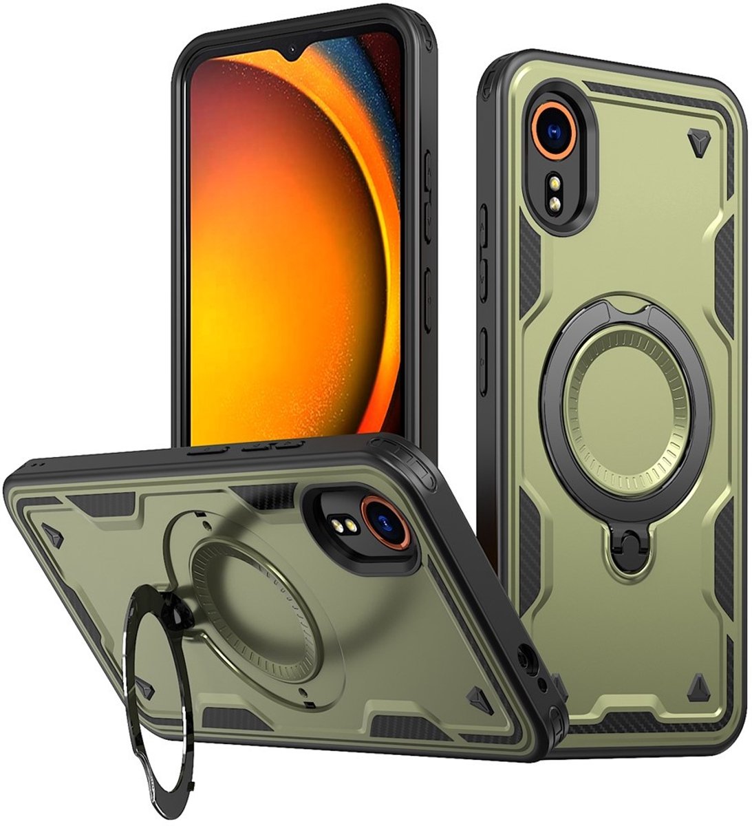 Coverup Hoesje - Geschikt voor Samsung Galaxy Xcover 7 Hoesje - Coverup Armor Back Cover met MagSafe Compatible Kickstand - Groen