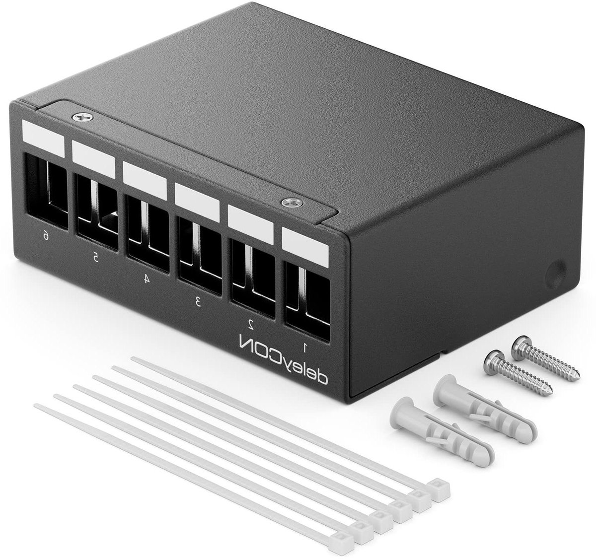 Patchpanel Behuizing - Keystone Module Houder - Netwerk Organisatie - 6 Poorts Systeem - 1HE - Zwart