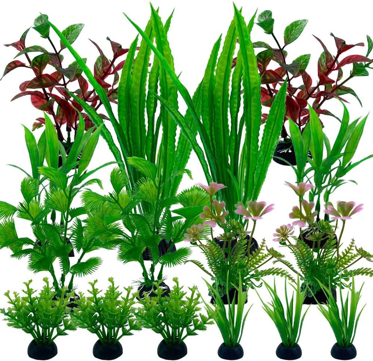 Thijox - Aquarium Vis Tank Kunstplanten Set - 16 Stuks Kunstmatige Waterplanten Decoraties Groen - Levensechte Aquarium Decor voor Vis Tank - Eenvoudi