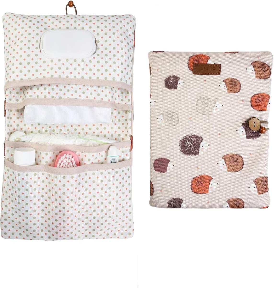 SnelShoppen - Luiertas Organizer En Make-up Tas 2 in 1 - Kleine Luiertas Voor Onderweg - Baby-organizer Voor Luiers, Crème, Doekjes - Urchin Design