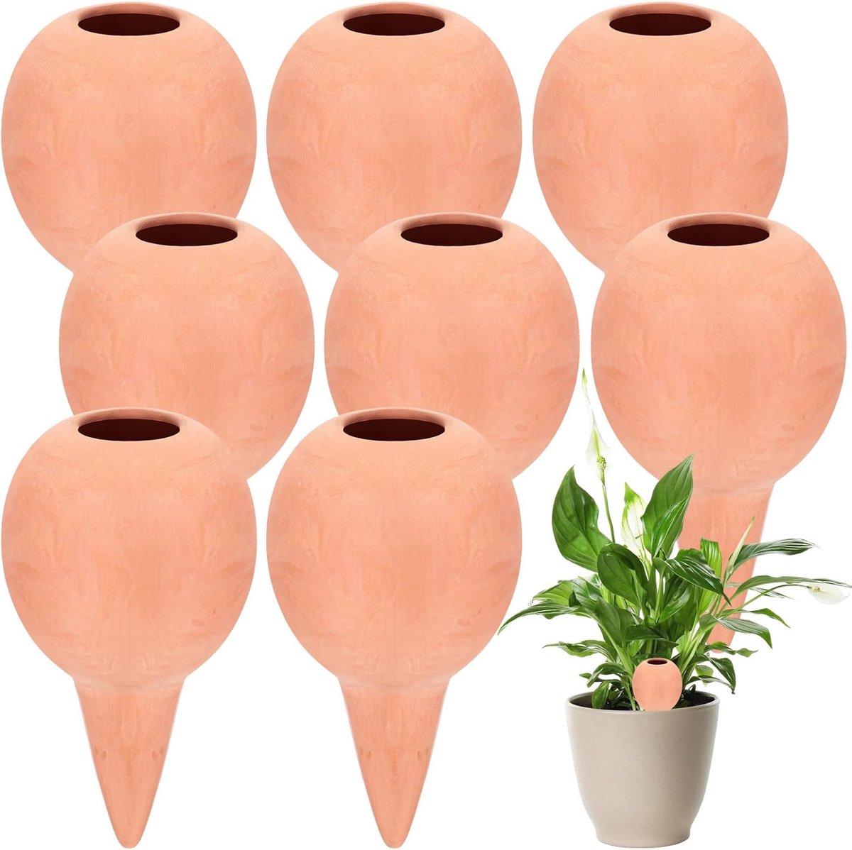 SnelShoppen - Terracotta Irrigation Balls - Automatische Waterdispenser voor Binnenplanten - 8 Stuks - Langzame Waterafgifte voor Potplanten en Balkon