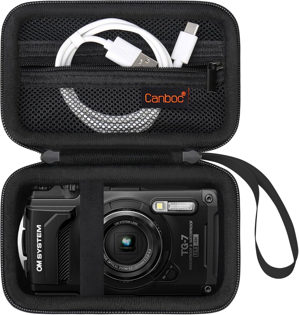 Thijox - Draagtas voor Onderwatercamera - Waterdichte Camera Tas voor OM SYSTEM Tough TG-7 / OLYMPUS TG-6 - Zwart - Ideaal voor Reizen, Camping en Avo