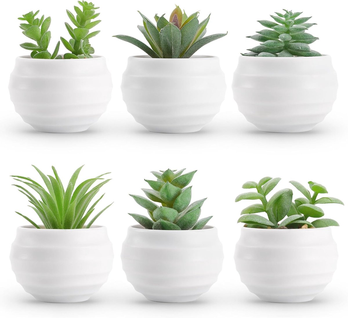 Thijox - Set van 6 Kunstmatige Vetplanten in Potten - Kleine Nepplanten voor Slaapkamer, Woonkamer, Badkamer, Bureau, Esthetische Decoratie