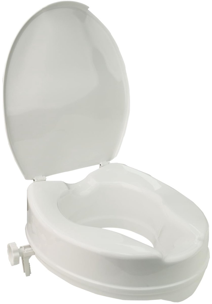 Dailygoods- Toiletbrilverhoger 15 cm - Antislip - Met deksel - Voor Senioren - Robuust Polypropyleen - Eenvoudige Reiniging - Wc-verhoger