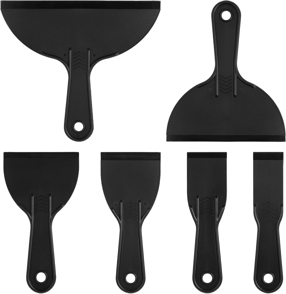 Thijox - 6-delige kunststof spatels set - herbruikbare spatels, schrapers, plamuurmes, kitmes - 6 maten voor 3D-printerhars, patchen, verwijderen, zwa