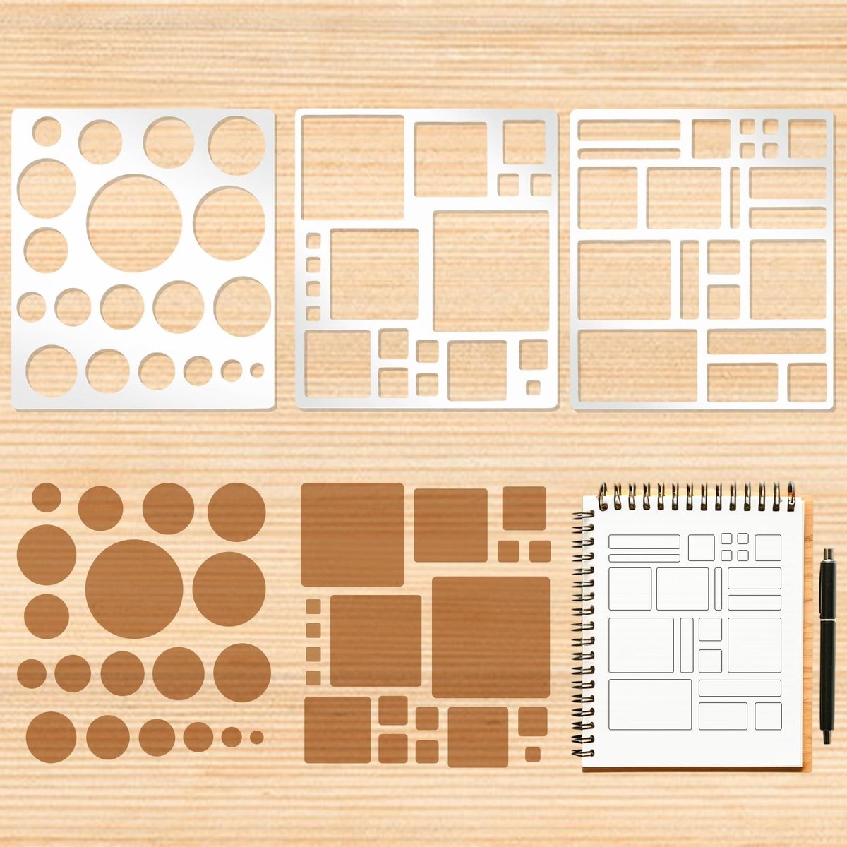 Dailygoods - Set van 3 Herbruikbare Metalen Dagboek Stencils voor Creatieve Projecten
