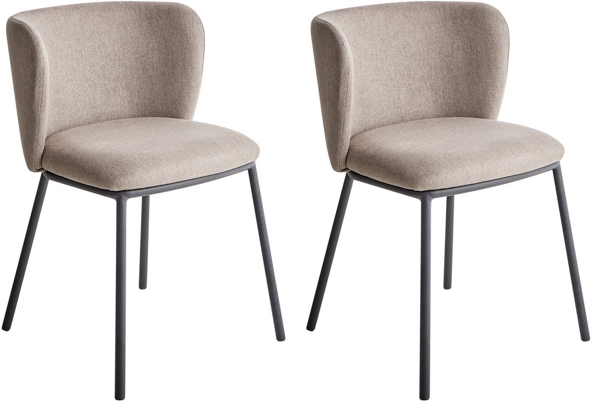MINA - Eetkamerstoel set van 2 - Taupe - Polyester