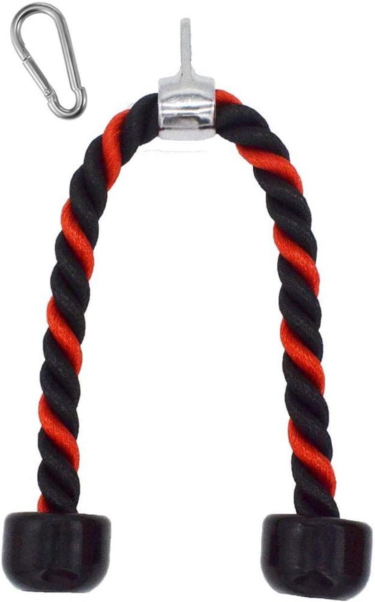 Triceps Touw - Kabel Accessoire - Kracht Training - Versterkte Handgrepen - 24 Inch - Rood Zwart