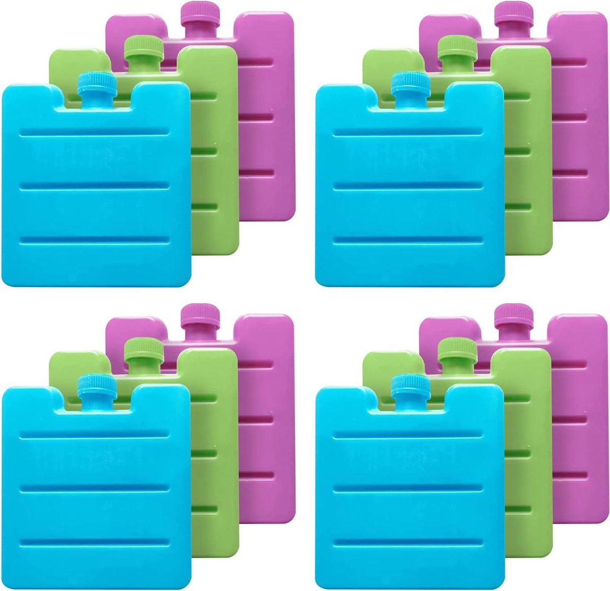 Ijspakken - Koelblokken - Lunch Vers Houden - Lange Gel Koeling - 12 Stuks - Multicolor