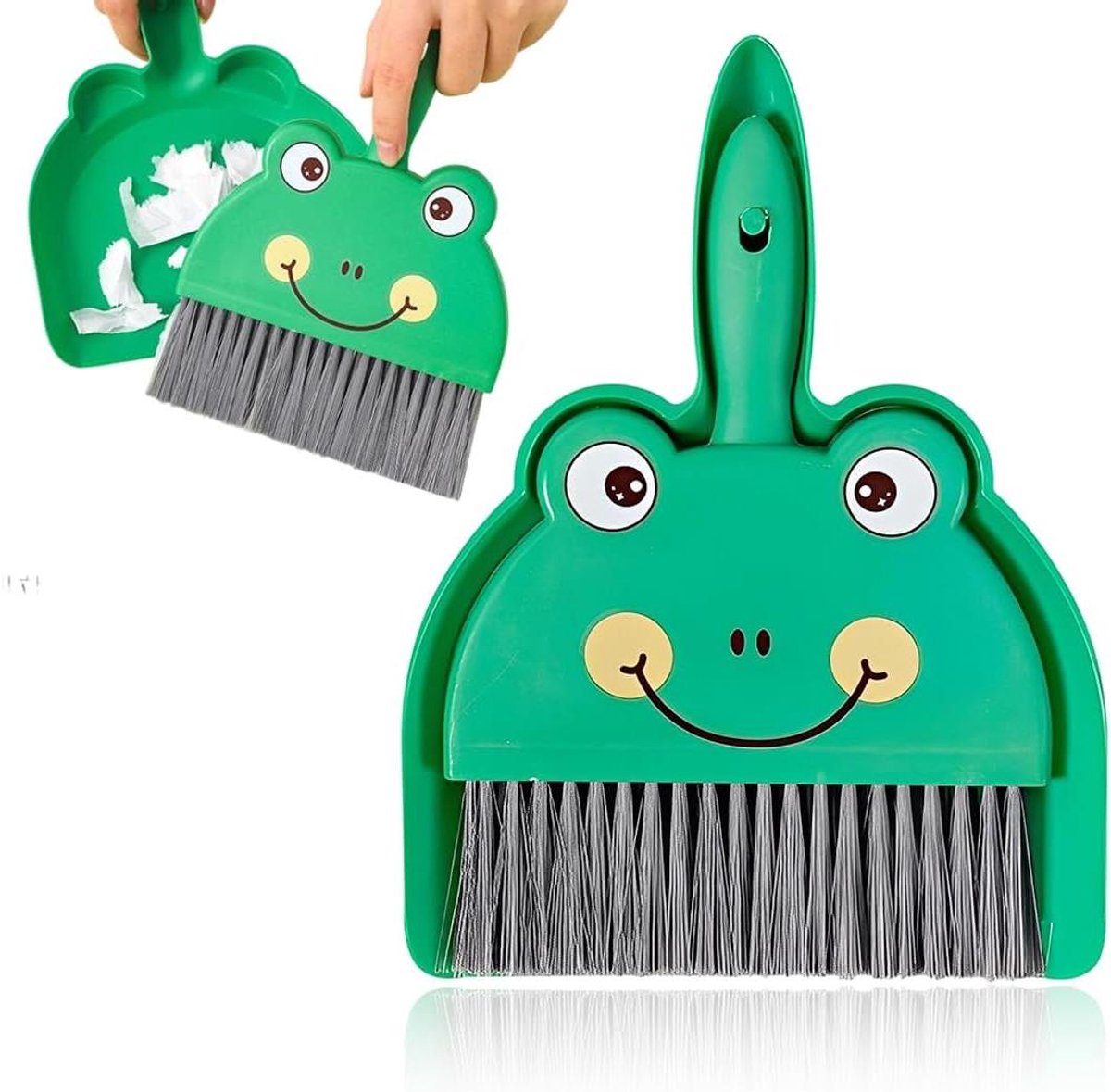 Mini-veegset - Kleine borstel - Snel opruimen - Ergonomisch ontwerp - Compact formaat - Grijs