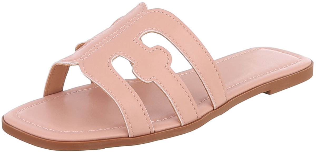 Dames slipper met uitgesneden details en platte zool Mt:37
