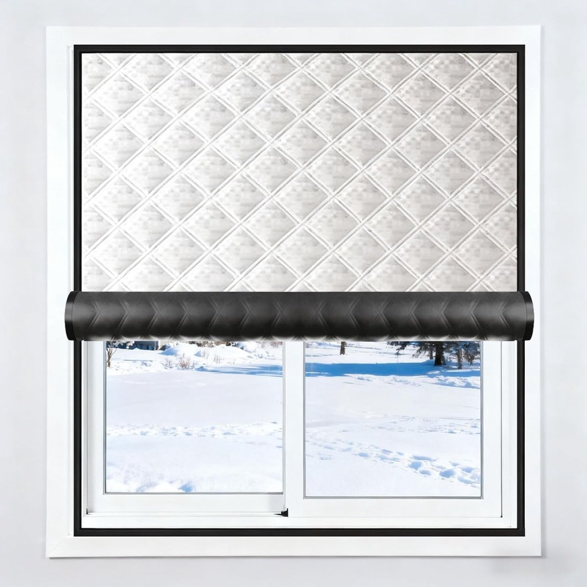 Window Insulation Kit Thermal Window Cover Blackout Thermal UV Shades Privacy Curtain Easy to Install Reusable Windows Wrap Fits Windows Air Conditioner Heater Room(90X120cm)