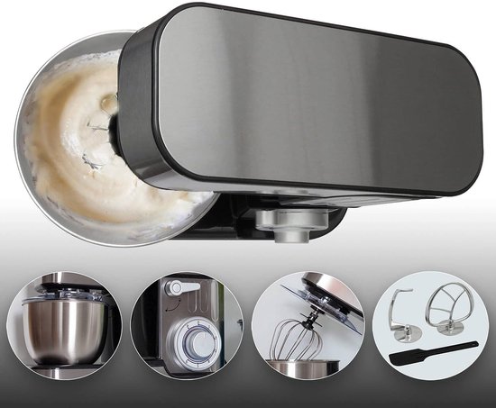 Keukenmachine - Mixer Staande - Bakken en Koken - 1300 Watt Kracht - 5 Liter Kom - Grijs — afbeelding 3