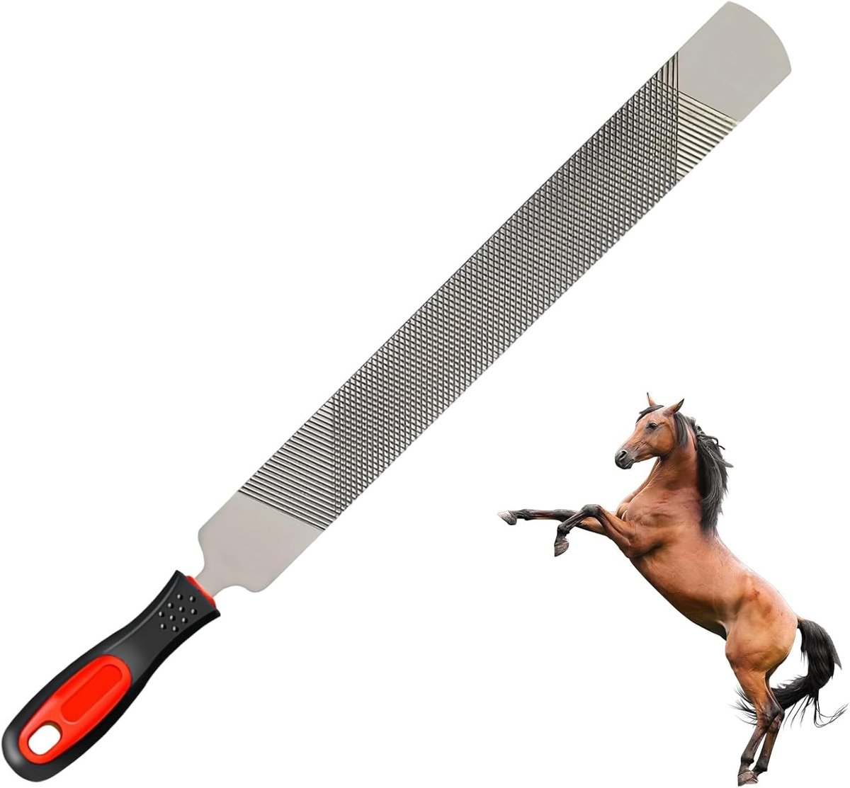 Hufraspel voor Paarden van Koolstofstaal, Dubbelzijdige Vijl met Handvat voor Paardenhoeven, Onderhoud voor Paarden, Schapen en Runderen
