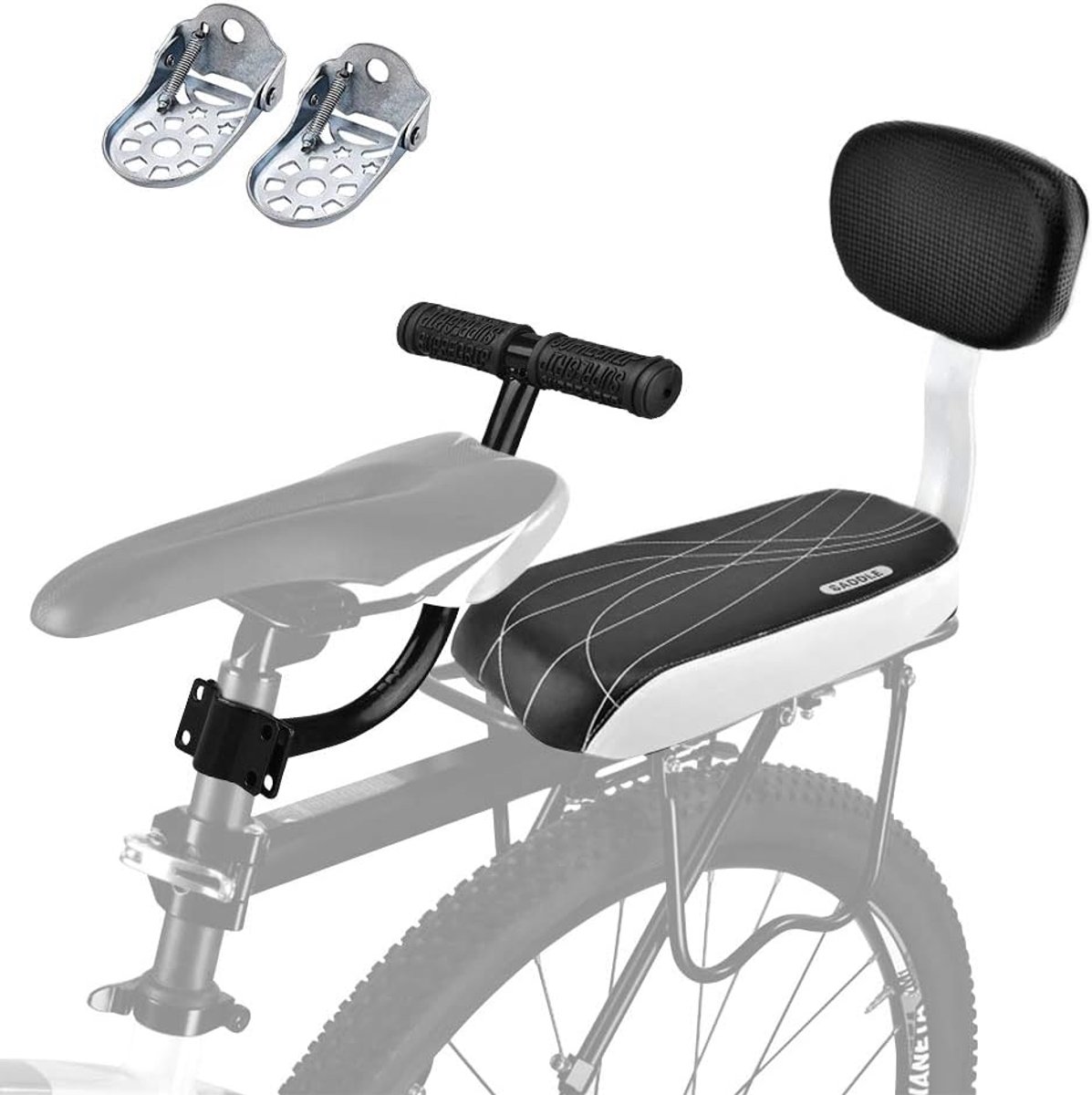 Dailygoods- Kinderzitje Achter - Rugleuning - Armleuningen - Voetensteun - Slijtvast - Eenvoudig te Installeren - Fietsstoeltje