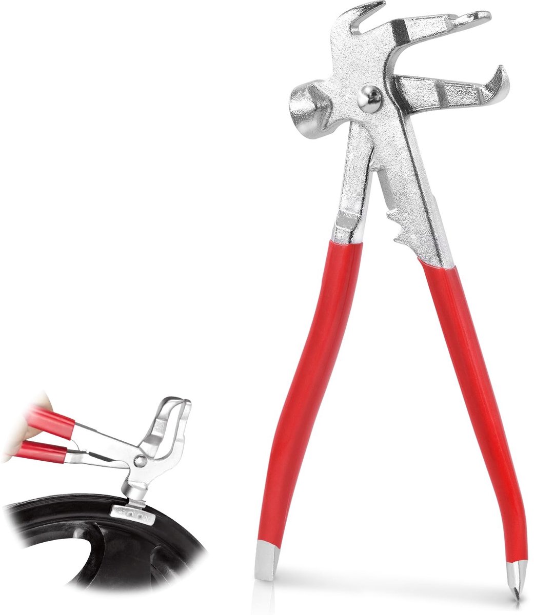 Dailygoods - Swpeet 1Pc rode wiel balanceren gewicht tang hamer gereedschap voor Clip-On wiel gewichten balans velgen, wiel gewicht tang banden reparatie gereedschappen met platte & puntige monden