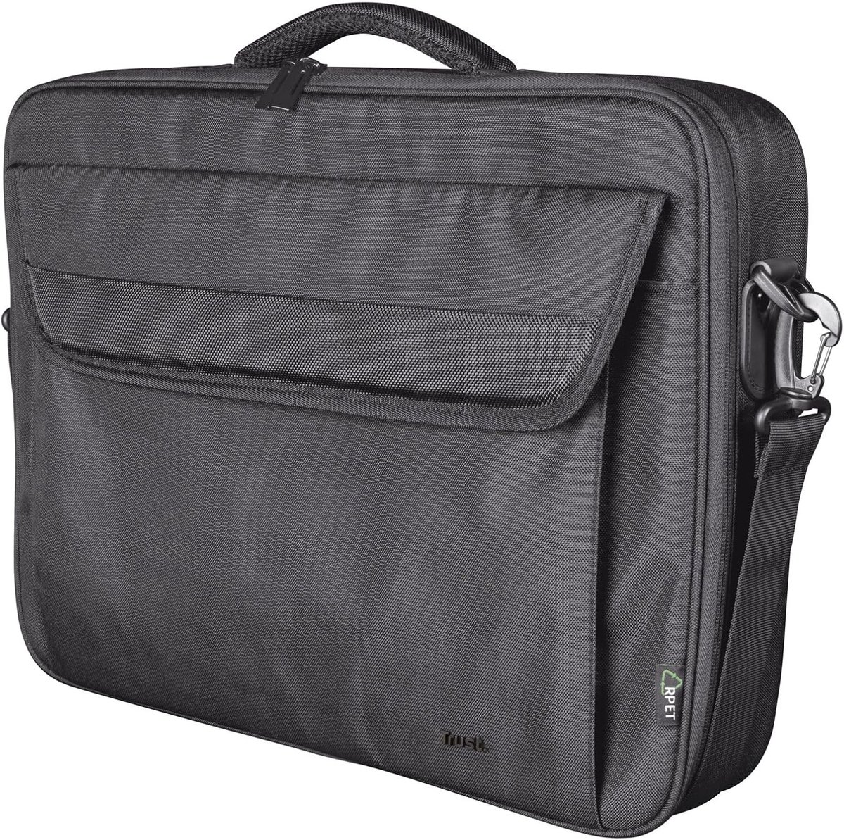 Thijox - Duurzame Laptoptas 15,6 Inch met Schouderriem - Gerecyclede Plastic Eco-Tas - Zwarte Draagtas voor Zaken, School, Reizen en Kantoor