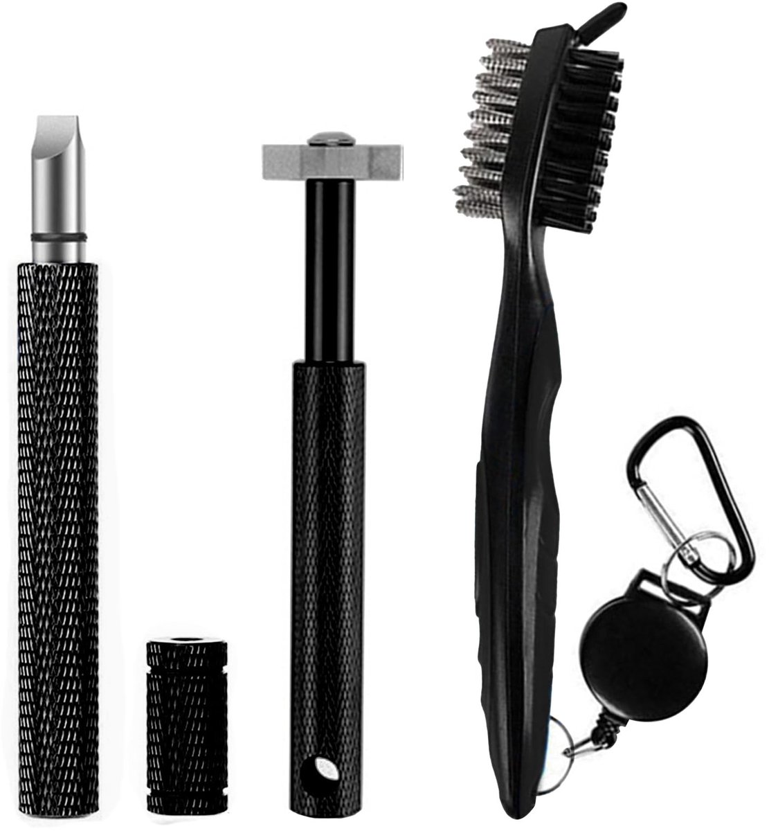 Dailygoods- Golfclubborstel Dubbelzijdig - Golfclubreiniger - Groove Cleaner - 3 Stuks - Roestvrij Staal - Stevige Grip - Golfreiniger