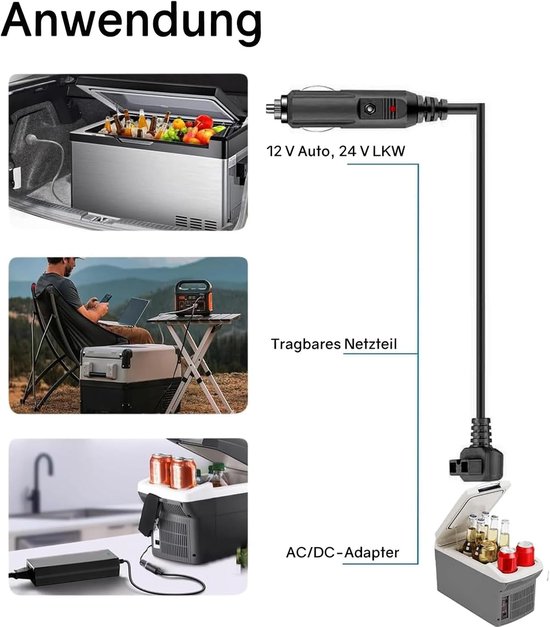 Thijox - 12V Koelbox Kabel - Universele Voedingskabel voor Camping, Auto, Vakantie, Koud Houdende Apparaten, Duurzaam en Flexibel, 3 Meter van Thijox — afbeelding 4