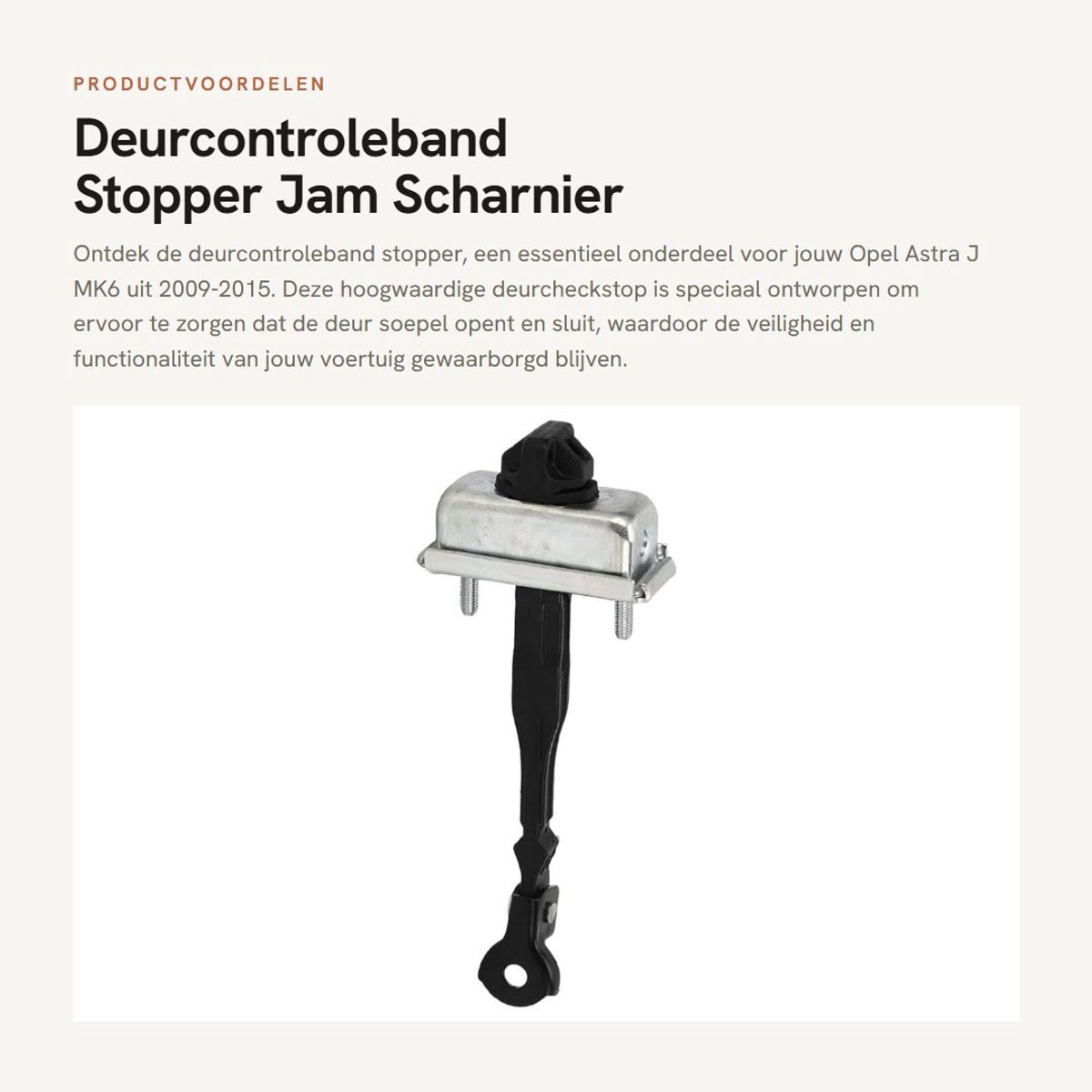 Dailygoods- Deurcontroleband Zwart/Zilver - Deurstopper - Deurbuffer - Deurvastzetter - Compatibel met Opel Astra J MK6 2009-2015 - Duurzaam materiaal