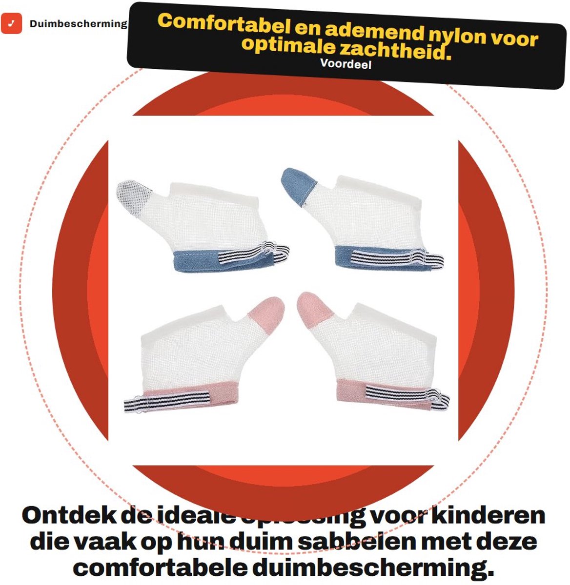Dailygoods- Duimbescherming - Vingercondoom - Ademend Nylon - Verstelbaar Ontwerp - Voor Kinderen - Bescherming Tegen Vingerzuigen - Vingerbescherming