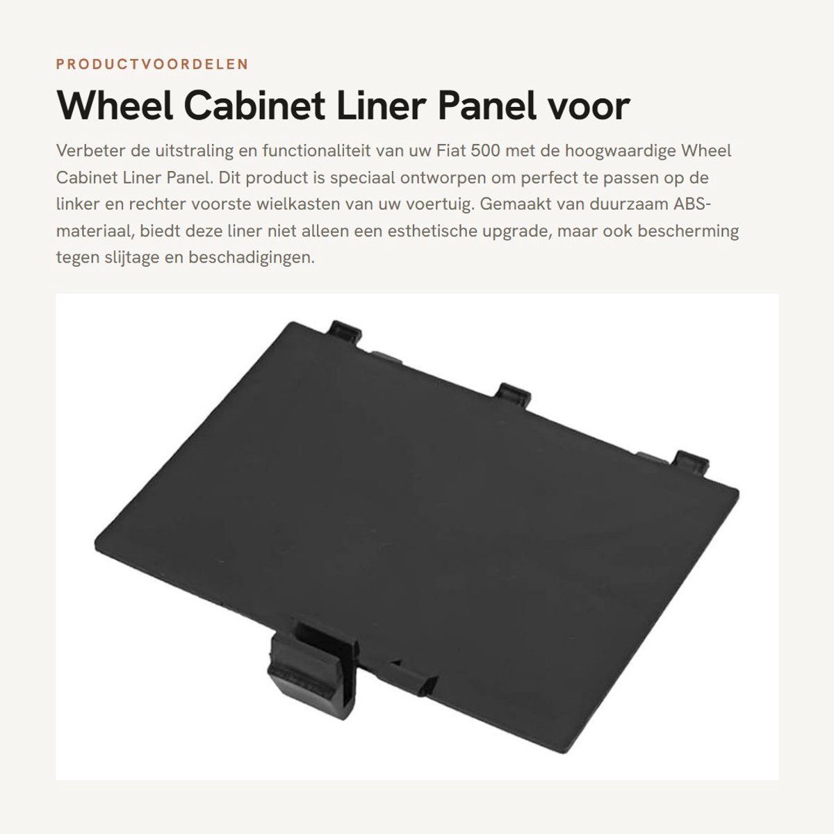 Dailygoods- Wielkast Liner Hoogwaardige ABS - Vervangingsonderdeel 71752114 - Voor Fiat 500 - Links/Rechts - Eenvoudige installatie - Duurzaam en stevig