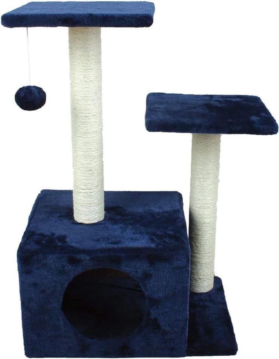 Kattenkrabpaal - Klimhuis - Spelen en Krassen - Met Huisje - 70 cm Hoog - Grijs