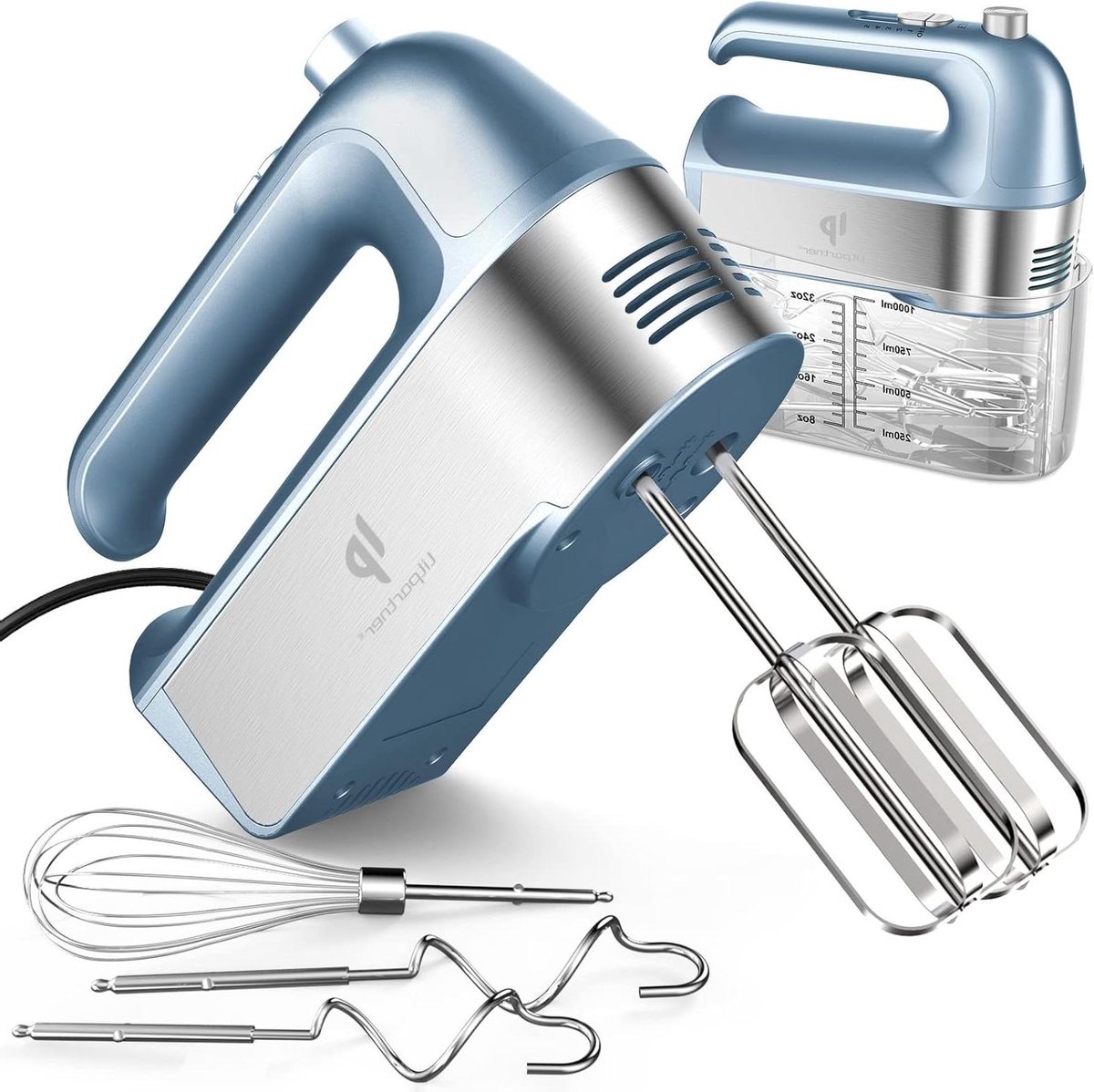 Keukenmixer Set - Handmixer Elektrisch - Bakken en Koken - Met Opbergdoos - 450 Watt - Blauw
