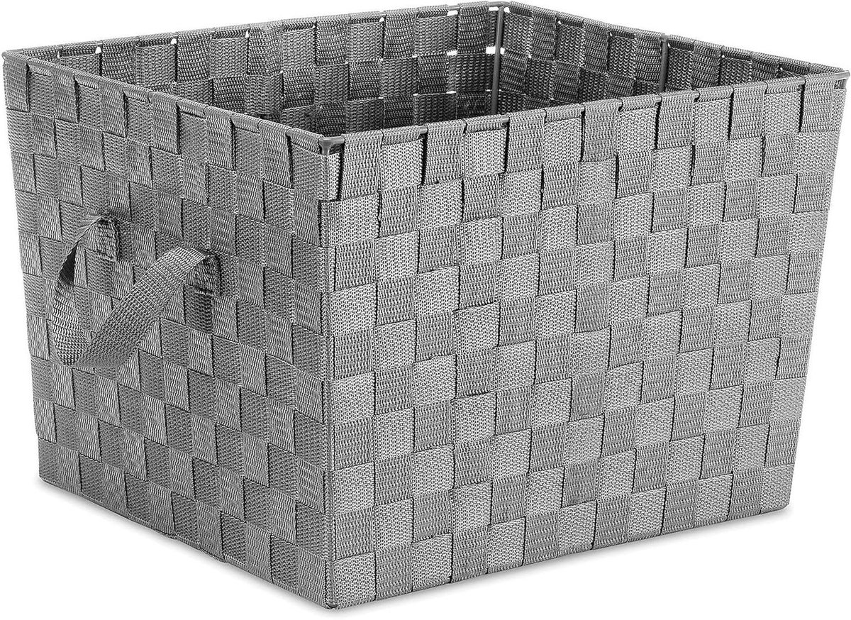 Geweven Draagtas - Opbergtas - Boodschappen Doen - Met Stevig Frame - 38 x 33 cm - Grijs