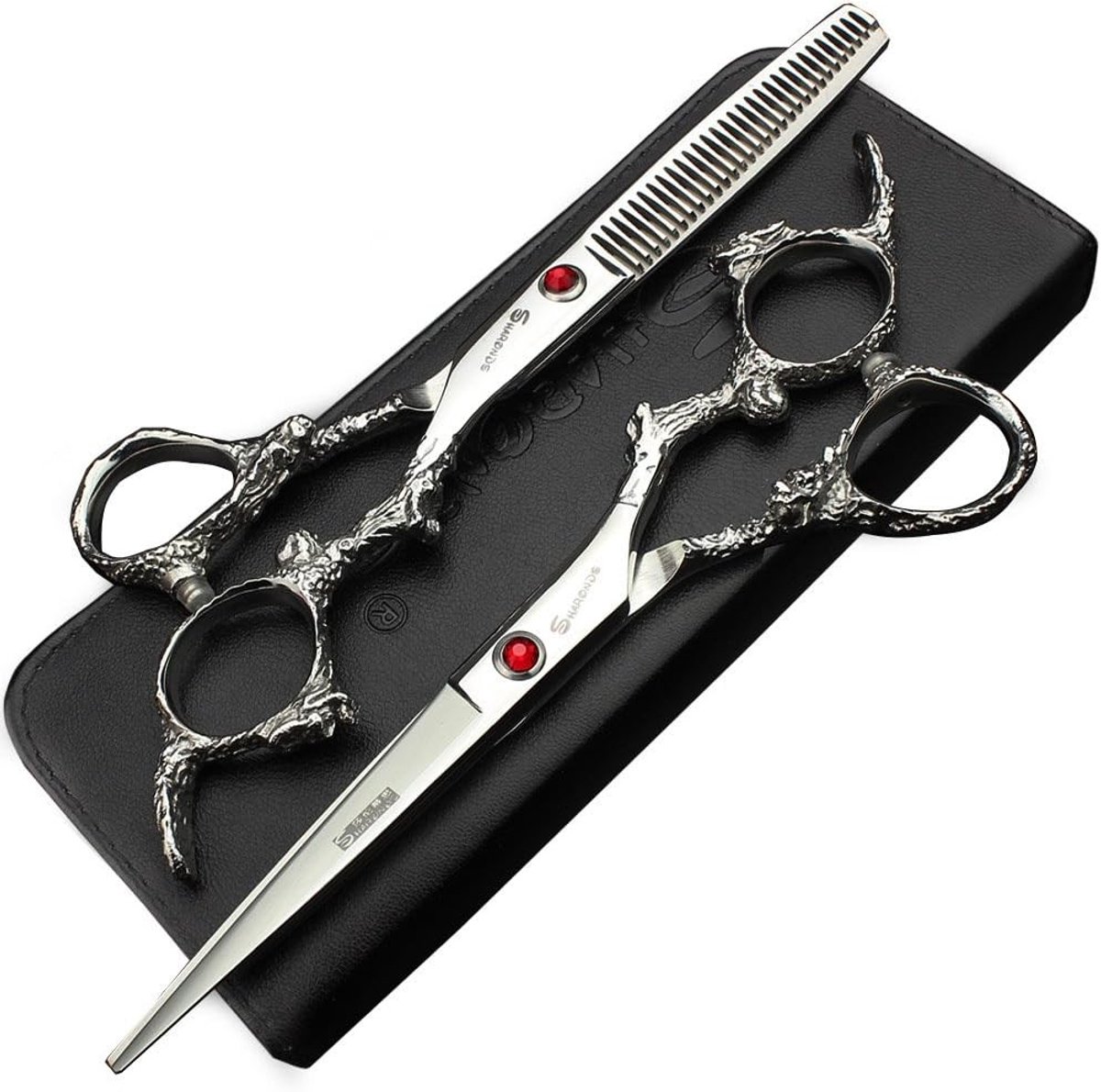 Professionele 6 inch Japanse 440C Gem Dragon kappersschaar set - Knip- en uitdunschaar voor kappers, haarstylisten en thuiskappers - 2 stuks