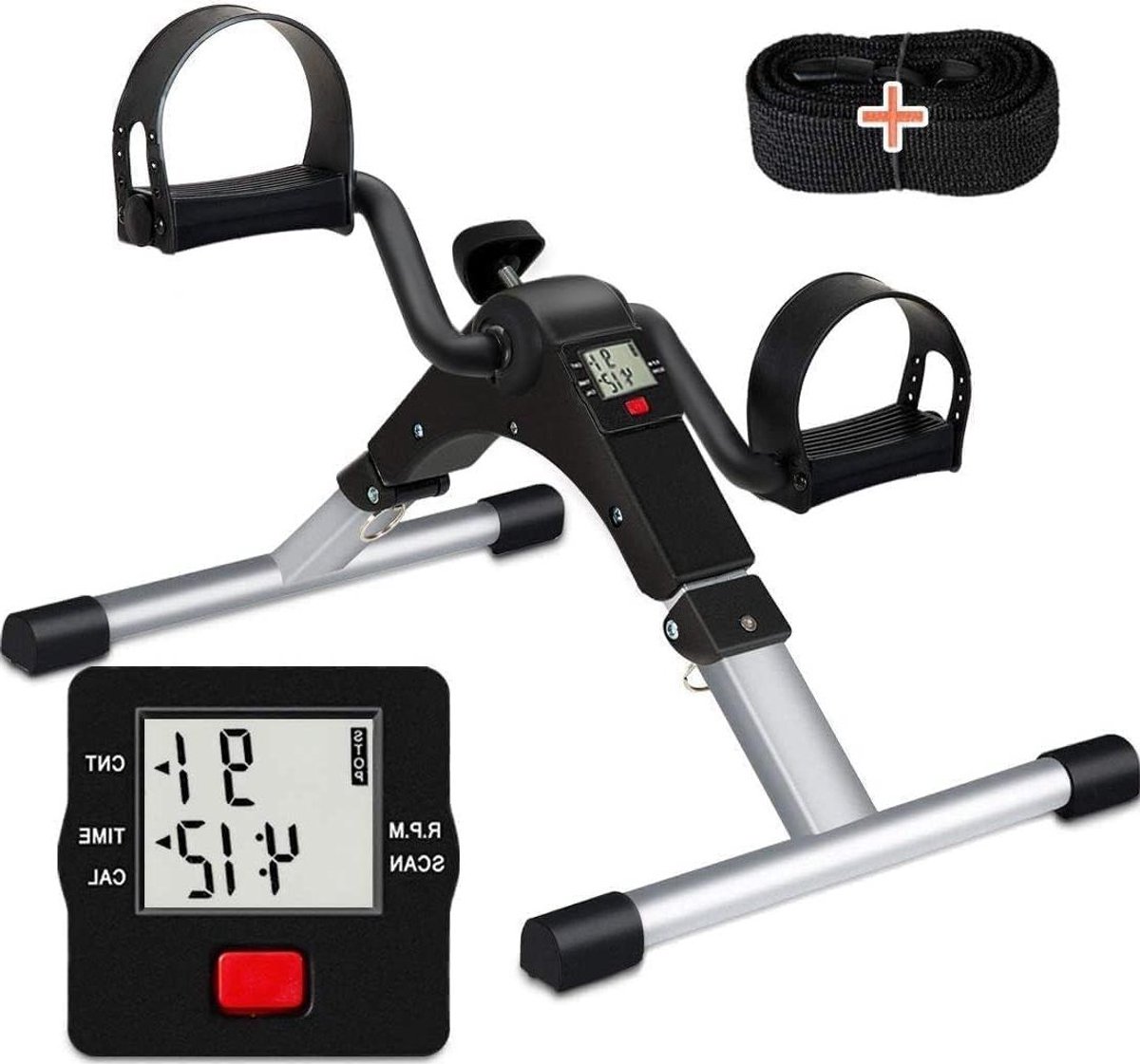 Pedaaltrainer Onder Bureau - Mini Hometrainer - Arm en Been Training - Inklapbaar LCD Scherm - 5 lbs Lichtgewicht - Zwart