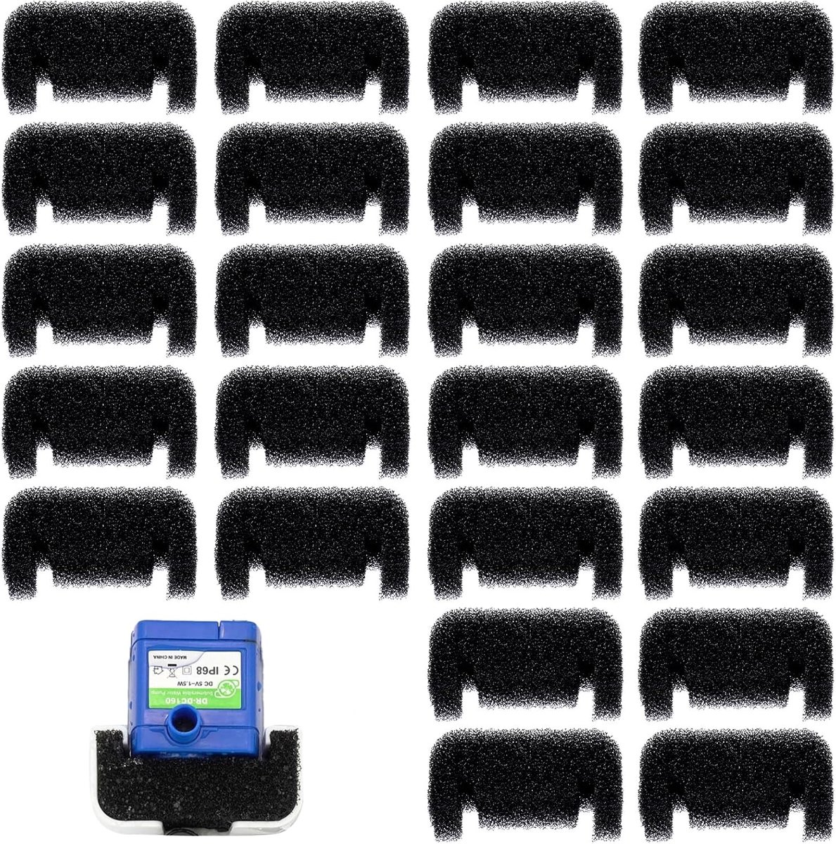Thijox - 24 Stuks Zwarte Sponsfilters voor Kattenfontein - Vervangingsfilters voor Kattendrinkfontein - Schuimfilter voor 2.5L Huisdierfontein