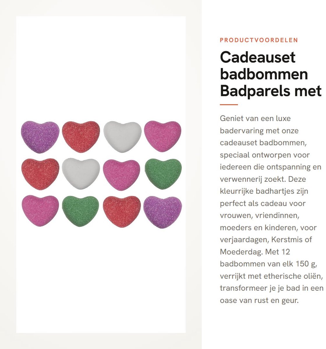 Dailygoods- Cadeauset Badbommen - 12 x 150 g - Veganistisch - Etherische Oliën - Kleurrijke Badhartjes - Perfect voor Verjaardag/Kerstmis