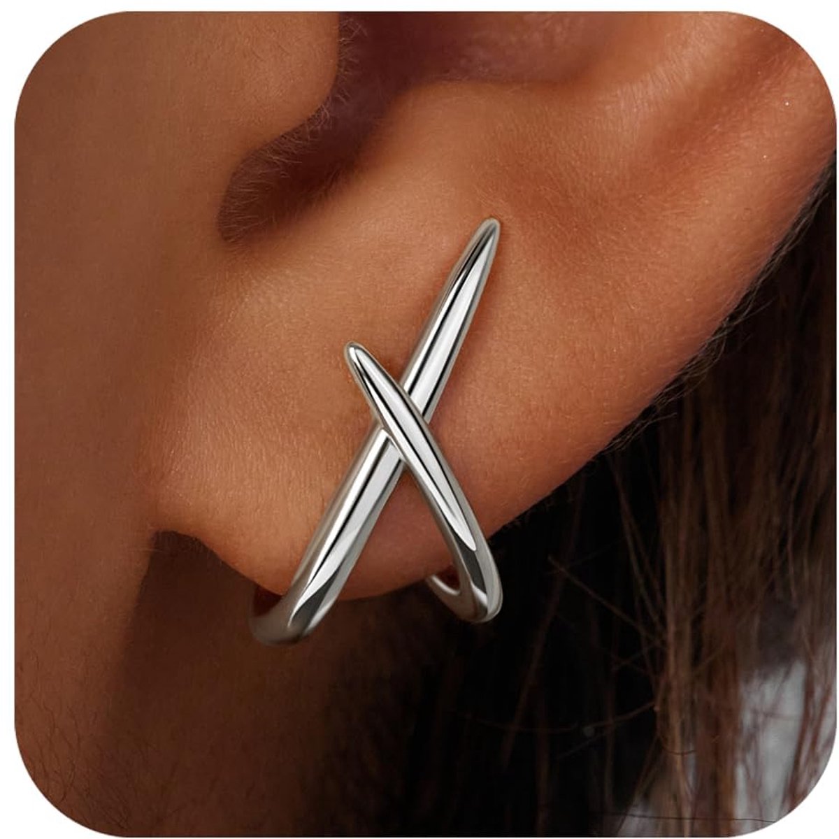 goud/zilver voor dames sierlijke X Criss Cross oorbellen minimalistische kubische zirkonia oorbellen steker lichte hypoallergene oorbel mode-sieraden geschenken voor Moederdag