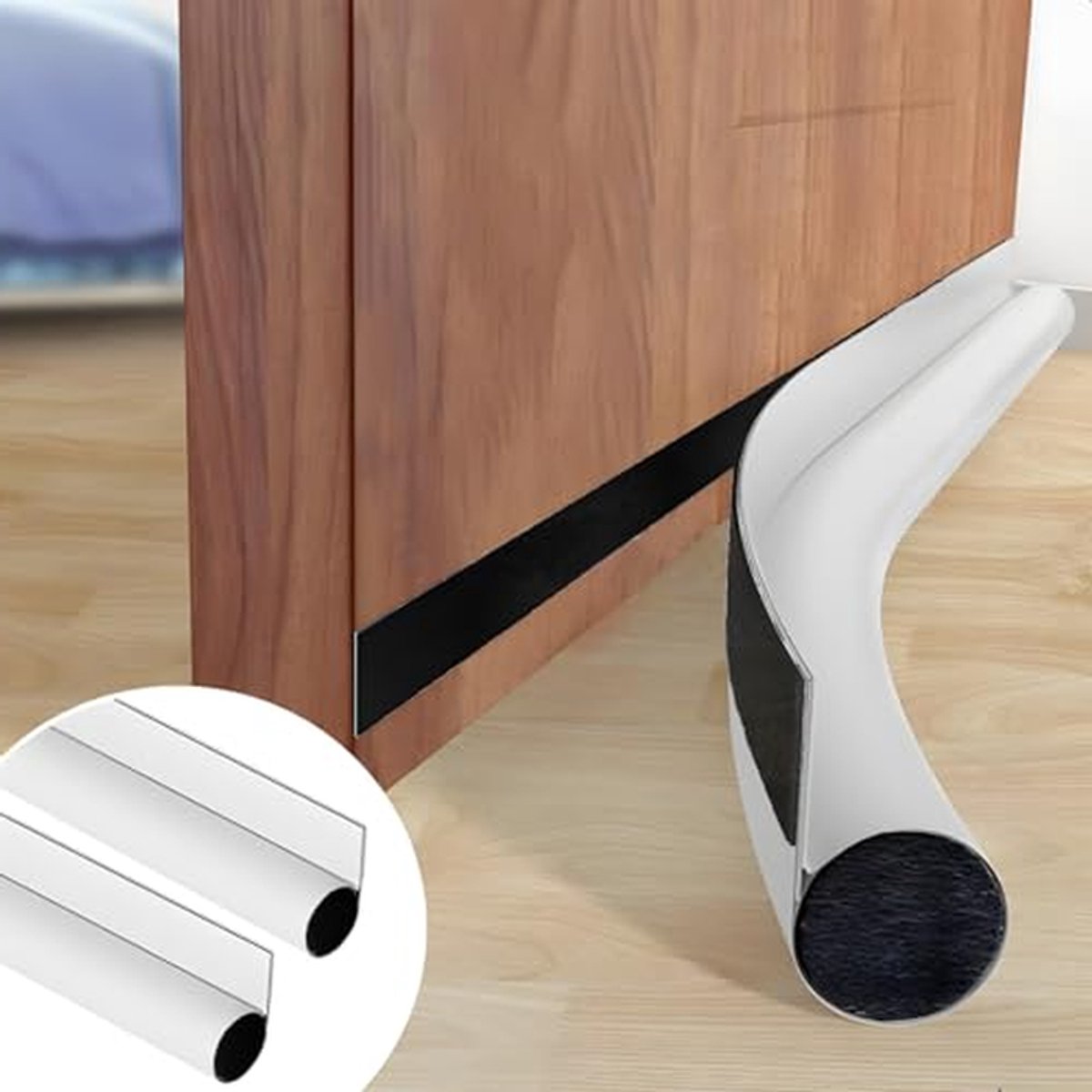 Tochtstopper Deur - Windstopper Afdichting - Energie Besparen - Op Maat Te Snijden - 96 cm - Wit