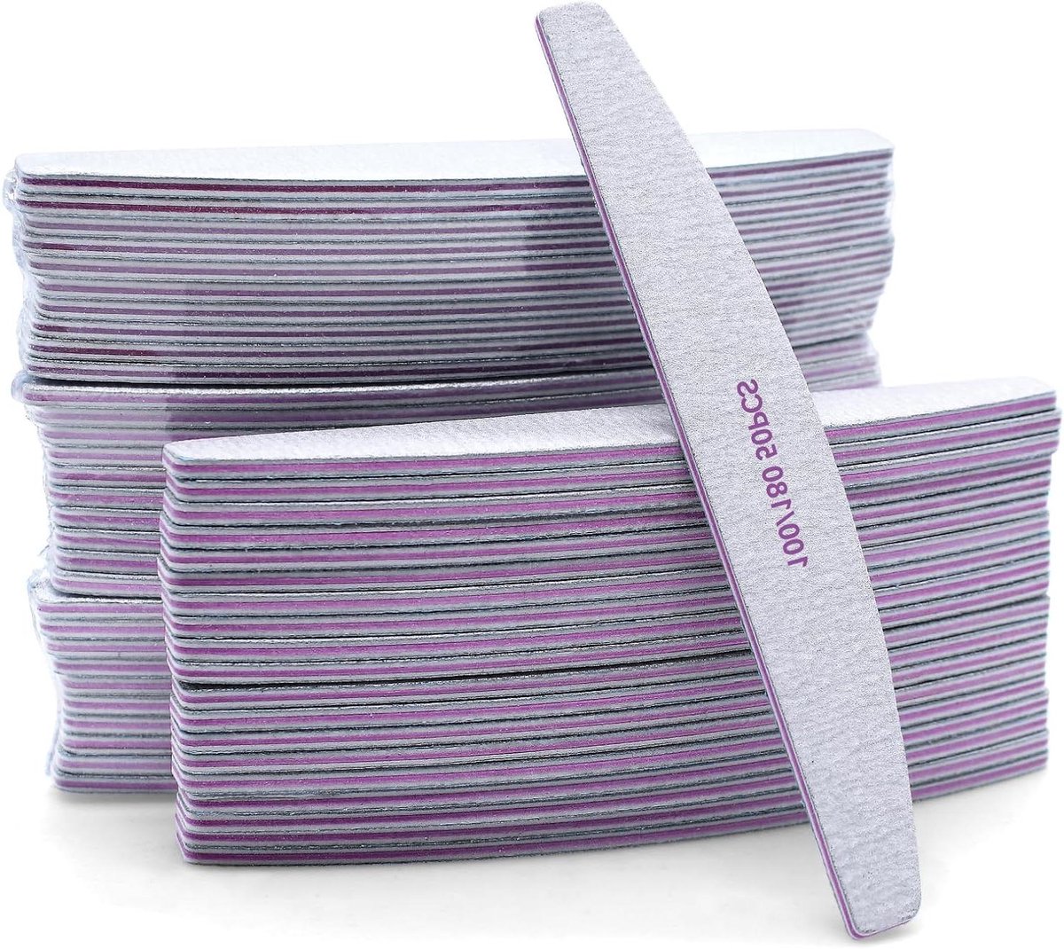 Nagelvijlen - Dubbelzijdig - Nagels Vormgeven - Halve Maan Design - 50 Stuks - Wit
